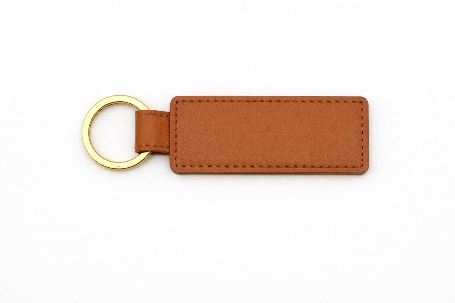 Customisable brown PU leather keychain