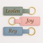 Simple Personalised PU Leather Keyring – Custom Engraved Name