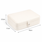 White jewellery box with dimensions indicated on a white background