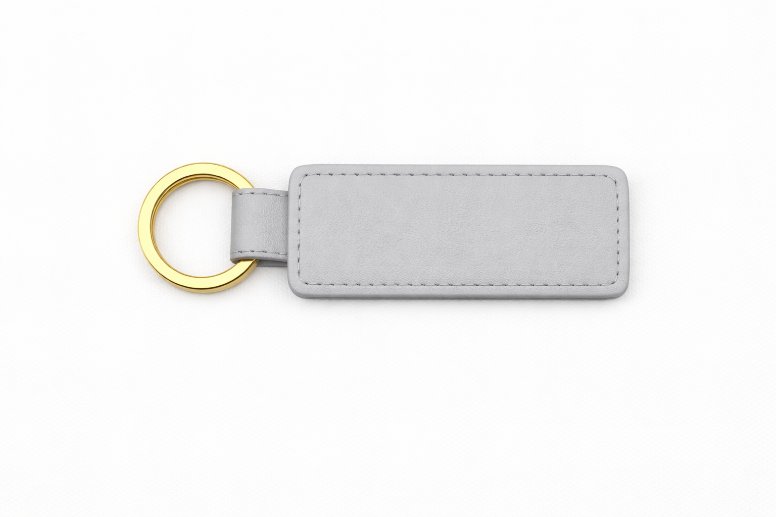 Customisable gray PU leather keychain