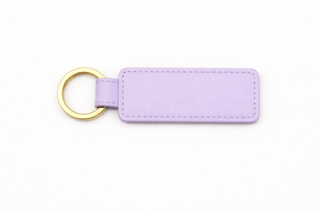 Customisable lavender PU leather keychain