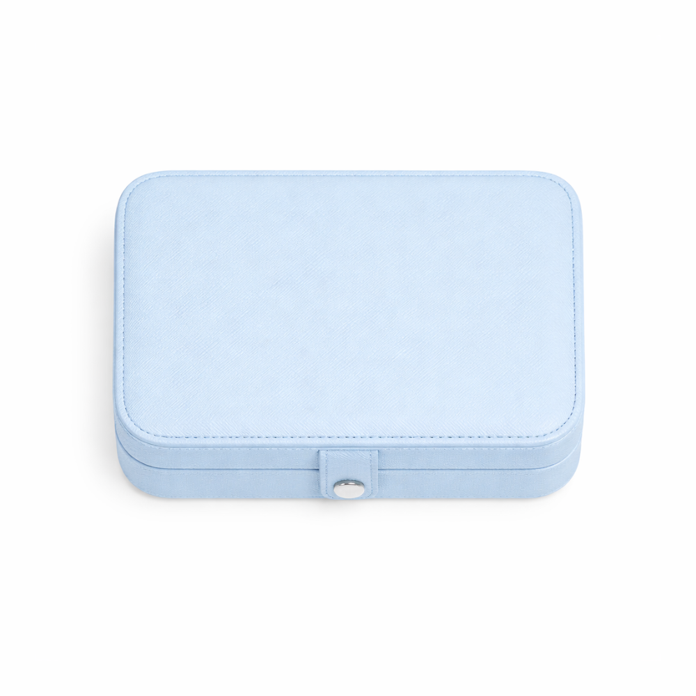 Light blue jewellery box on a white background