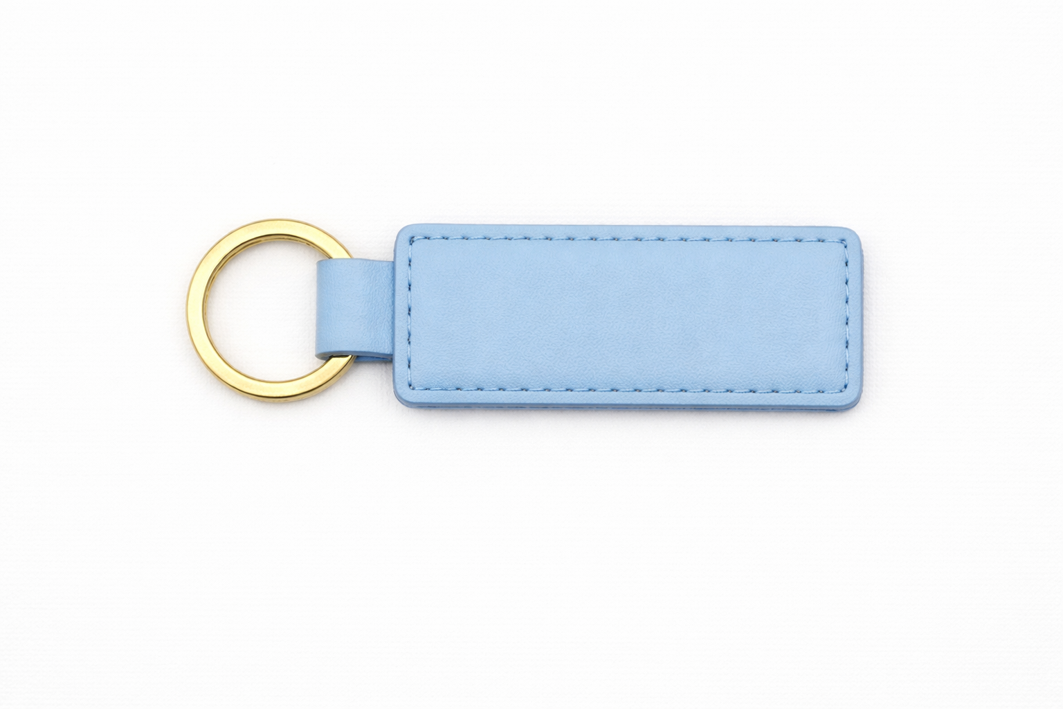 Customisable pastel blue PU leather keychain