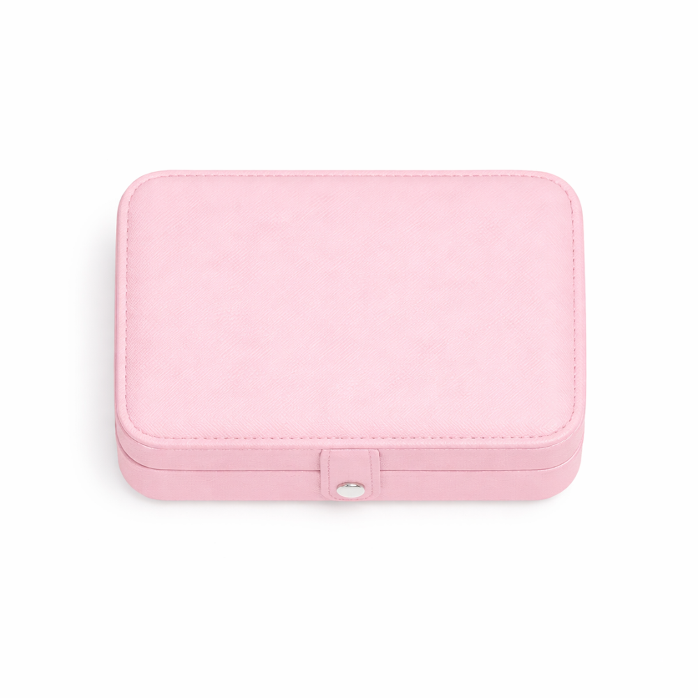 Pink jewellery box on a white background