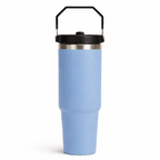 30 oz sky blue stainless steel tumbler with handle lid – insulated travel mug for hot and cold drinks