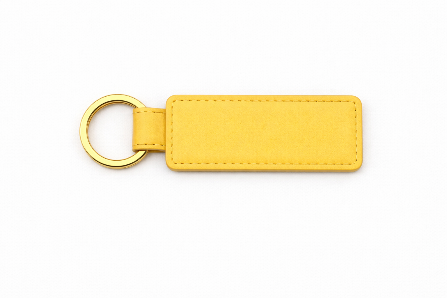 Customisable yellow PU leather keychain